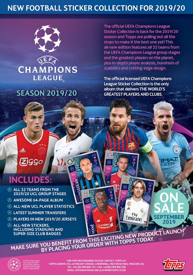 TOPPS CHAMPIONS LEAGUE 2019-20 STICKERS ANNONCE