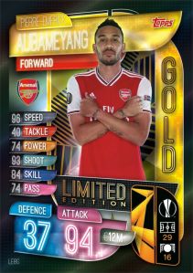 TOPPS CHAMPIONS LEAGUE 2019-20 UK LIMITED EDITION AUBAMEYANG GOLD