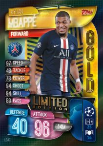 TOPPS MATCH ATTAX CHAMPIONS LEAGUE 2019-20 LIMITED EDITION MBAPPE GOLD