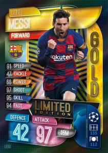 TOPPS MATCH ATTAX CHAMPIONS LEAGUE 2019-20 LIMITED EDITION MESSI GOLD