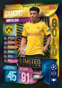 TOPPS MATCH ATTAX CHAMPIONS LEAGUE 2019-20 LIMITED EDITION SANCHO GOLD
