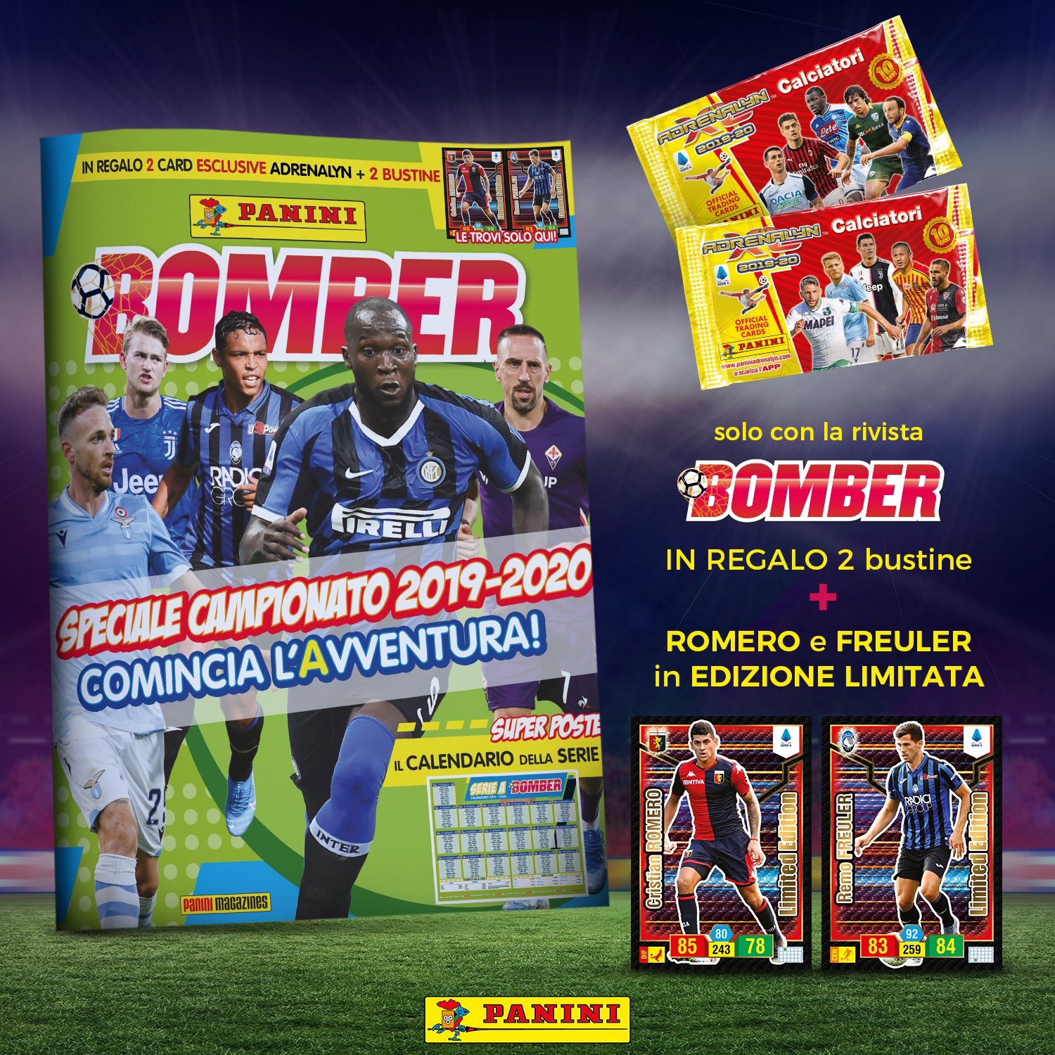 PANINI ADRENALYN XL CALCIATORI 2019-20 ANNONCE TWITTER BOMBER SEPTEMBRE 2019