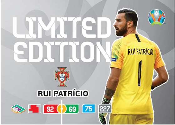 PANINI ADRENALYN XL EURO 2020 CARTE LIMITED EDITION RUI PATRICIO