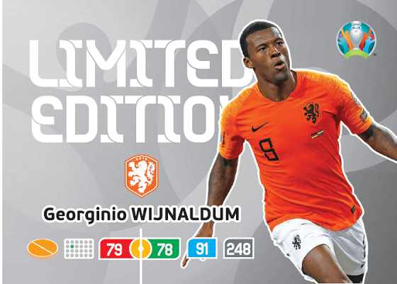 PANINI ADRENALYN XL EURO 2020 CARTE LIMITED EDITION WIJNALDUM