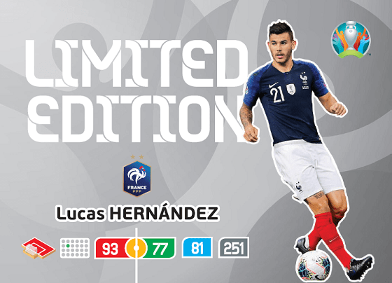 PANINI ADRENALYN XL UEFA EURO 2020 CARTE LIMITED EDITION HERNANDEZ