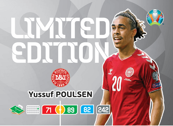 PANINI ADRENALYN XL UEFA EURO 2020 CARTE LIMITED EDITION POULSEN