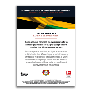 BUNDESLIGA INTERNATIONAL STARS 2019-20 SERIES ONE CARTE BAILEY VERSO