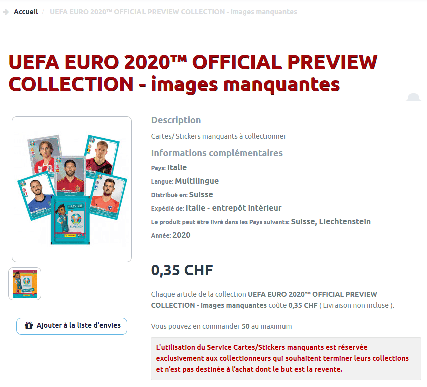 PANINI UEFA EURO 2020 PREVIEW STICKERS CAPTURE ECRAN BOUTIQUE PANINI SUISSE