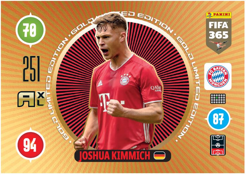 PANINI ADRENALYN XL FIFA 365 2021 LE PREMIUM GOLD JOSHUA KIMMICH MUNICH