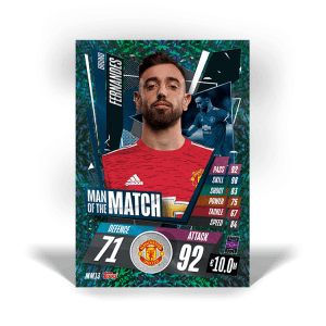 TOPPS MATCH ATTAX CHAMPIONS LEAGUE 2020-21 MAN OF THE MATCH BRUNO FERNANDES