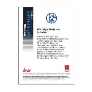 TOPPS ON DEMAND BUNDESLIGA SERIE 2 CARTE MCKENNIE VERSO