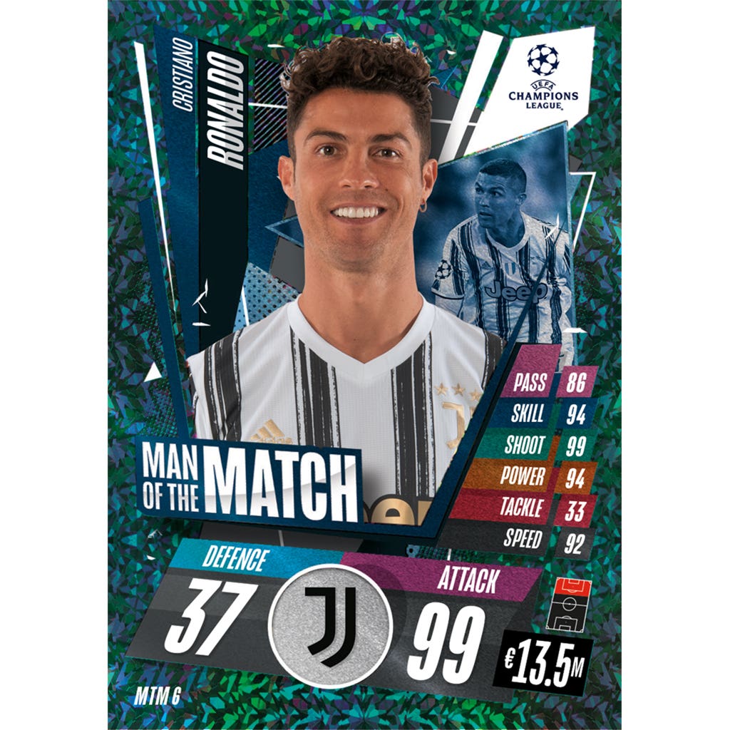 TOPPS MATCH ATTAX CHAMPIONS LEAGUE 2020-21 MAN OF THE MATCH MTM6 RONALDO
