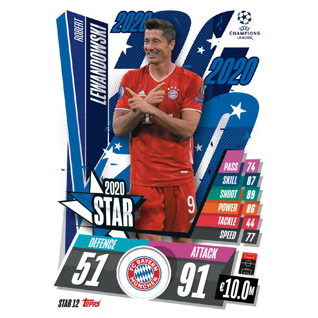 TOPPS MATCH ATTAX CHAMPIONS LEAGUE 2020-21 STAR12 LEWANDOWSKI