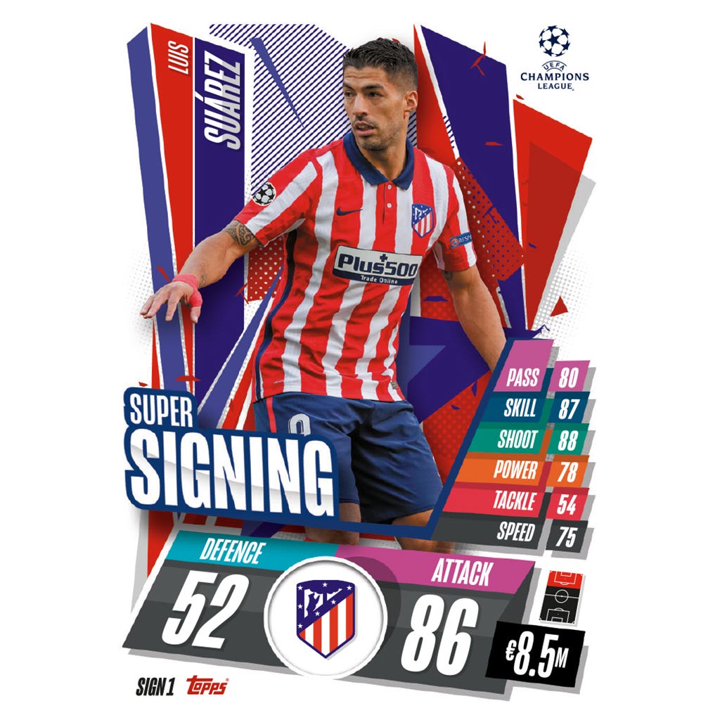 TOPPS MATCH ATTAX CHAMPIONS LEAGUE 2020-21 SUPER SIGNING SIGN1 SUAREZ