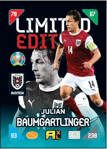 PANINI ADRENALYN XL EURO 2020 KICK OFF 2021 CARTE LIMITED EDITION BAUMGARTLINGER