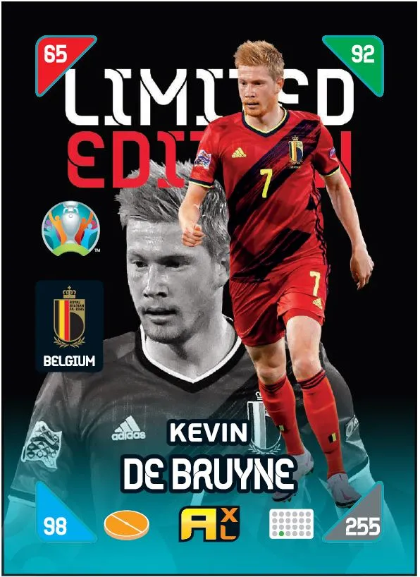 PANINI ADRENALYN XL EURO 2020 KICK OFF 2021 CARTE LIMITED EDITION DE BRUYNE