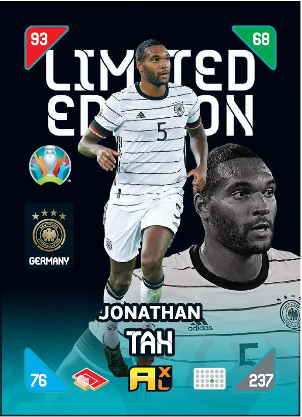 PANINI ADRENALYN XL EURO 2020 KICK OFF 2021 CARTE LIMITED EDITION TAH