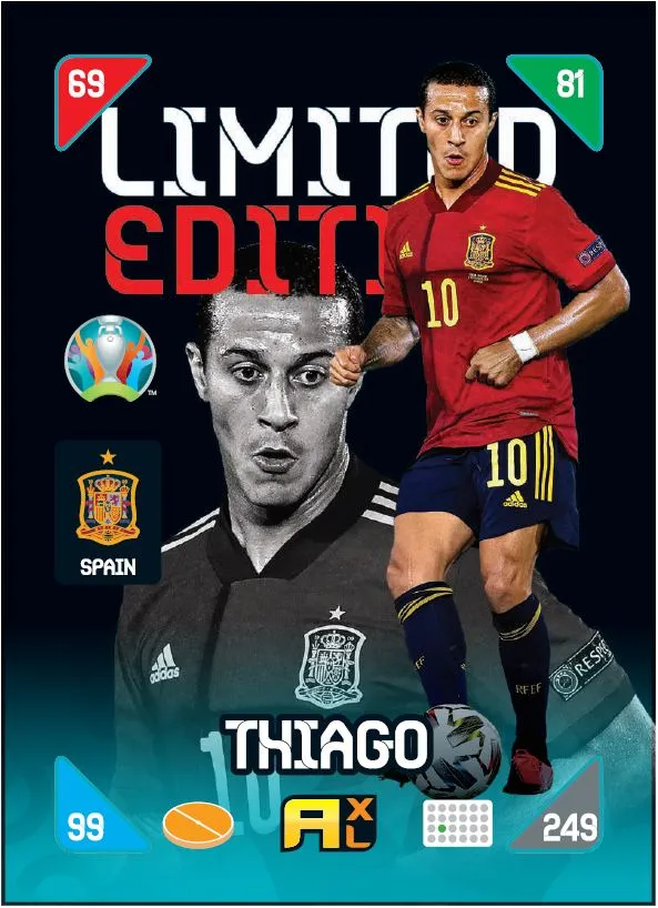 PANINI ADRENALYN XL EURO 2020 KICK OFF 2021 CARTE LIMITED EDITION THIAGO