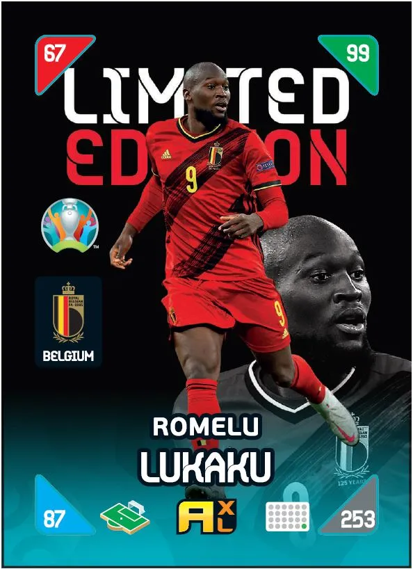 PANINI ADRENALYN XL EURO 2020 KICKOFF 2021 CARTE LIMITED EDITION LUKAKU