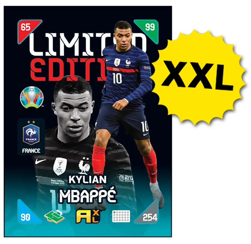PANINI ADRENALYN XL EURO 2020 KICKOFF 2021 CARTE LIMITED EDITION XXL MBAPPE