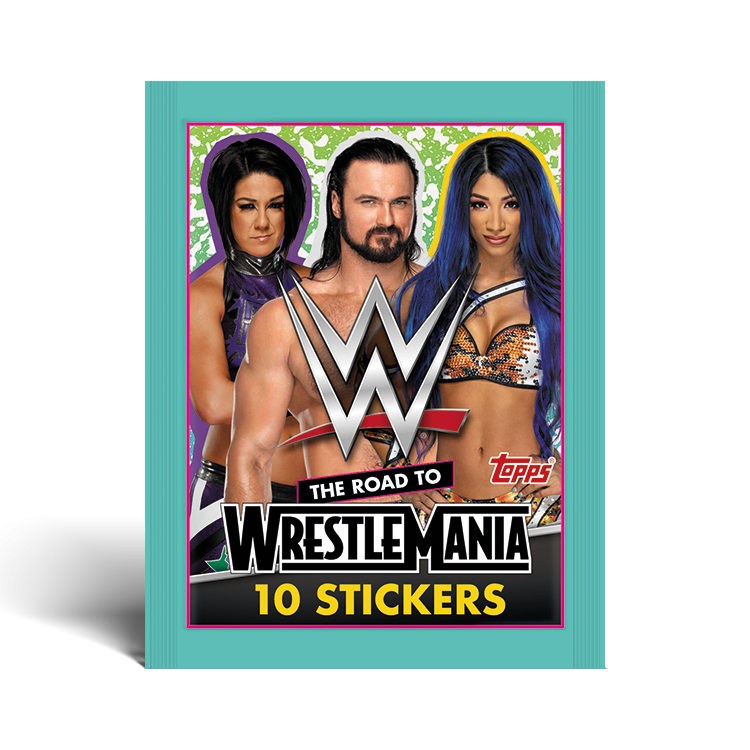 TOPPS WWE WRESTLEMANIA STICKERS 2021 POCHETTE DE 10 STICKERS MODELE 04
